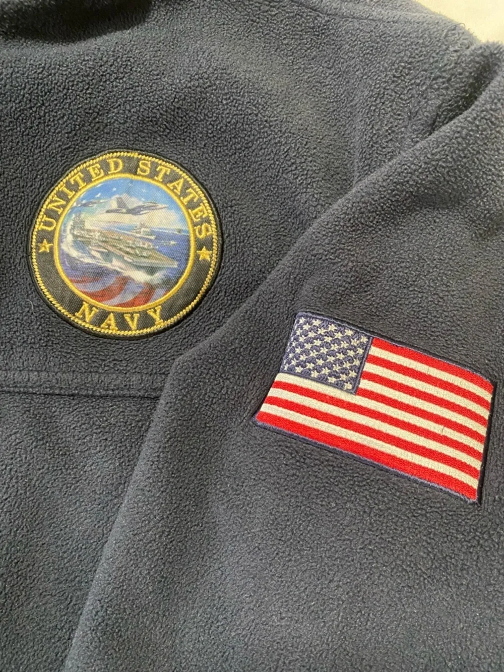 The Bradford Exchange Navy Hooded Military Fleece Jacket with U.S. Flag